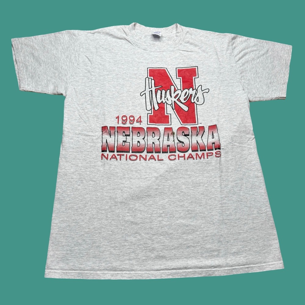 1994 Russell Nebraska Cornhuskers T Shirt Large Gray National Champions NCAA USA